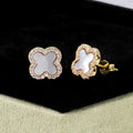 Boucles d'oreilles Créoles Trèfle en Nacre Blanche