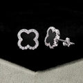 Boucles d'oreilles Créoles Trèfle en Agate Noire