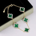 Bracelet avec Trèfles en Malachite Verte