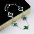 Bracelet avec Trèfles en Malachite Verte