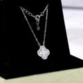 Collier Trèfle en Nacre Blanche avec Zircon