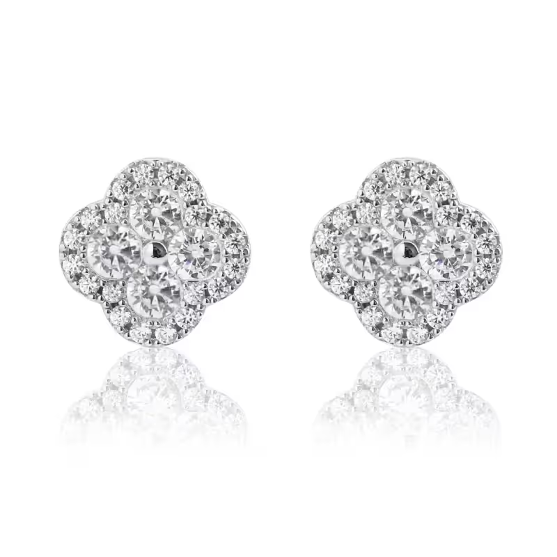 Boucles d'oreilles Trèfle à quatre feuilles avec Oxydes de Zirconium